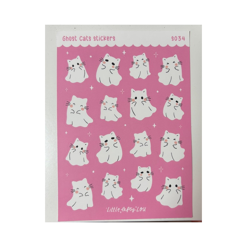 Feuille d'autocollants chats fantômes mignon