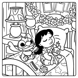 Coloriage Cozy Disney - Stitch & Friends