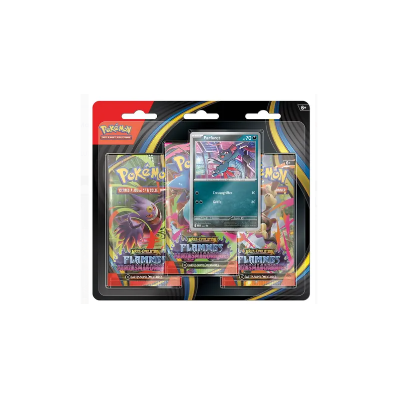 PACK 3 BOOSTERS MEGA EVOLUTION FLAMMES FANTASMAGORIQUES POKEMON