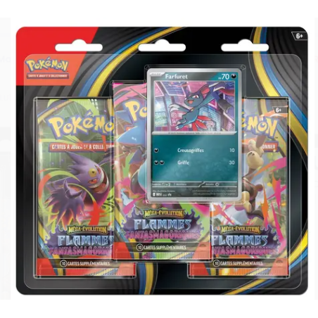 PACK 3 BOOSTERS MEGA EVOLUTION FLAMMES FANTASMAGORIQUES POKEMON