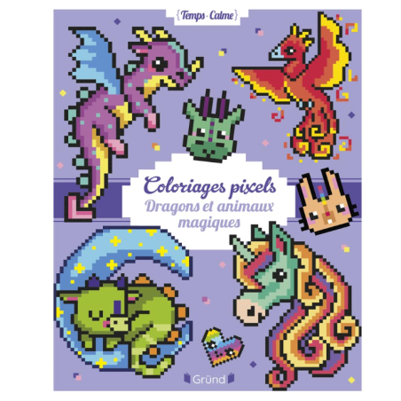 Coloriages pixels – Dragons et animaux magiques – Album de coloriage