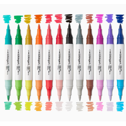 PACK DE FEUTRES DOUBLE POINTE 12 FEUTRES 24 COULEURS KINGART