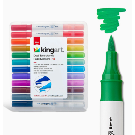 PACK DE FEUTRES DOUBLE POINTE 12 FEUTRES 24 COULEURS KINGART
