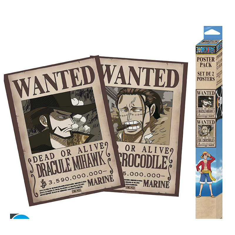 ONE PIECE Set 2 Chibi Posters Wanted Mihawk & Crocodile