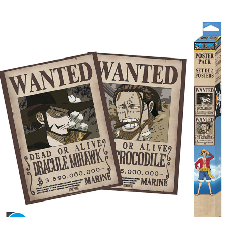 ONE PIECE Set 2 Chibi Posters Wanted Mihawk & Crocodile