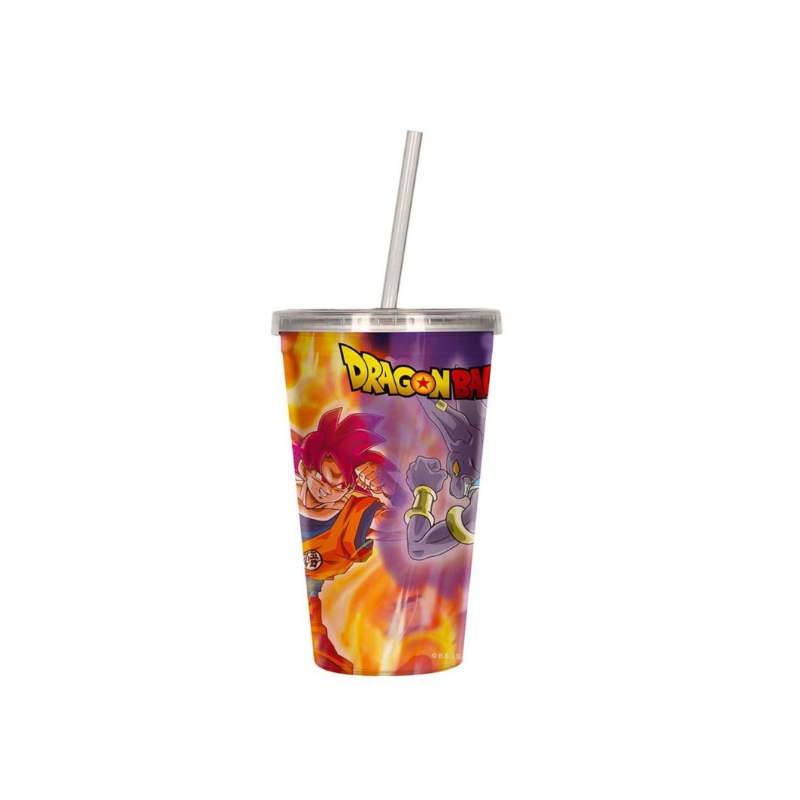 Verre avec paille lenticulaire 3D - Battle of gods -Dragon Ball Super
