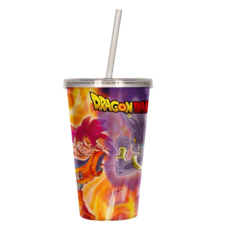 Verre avec paille lenticulaire 3D - Battle of gods -Dragon Ball Super