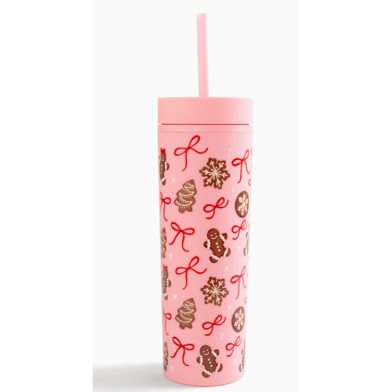 Gobelet de Noël rose avec biscuits en pain d’épice - 573 ml