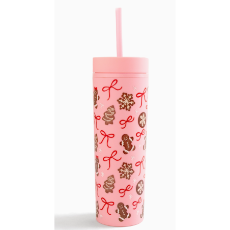Gobelet de Noël rose avec biscuits en pain d’épice - 573 ml