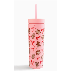 Gobelet de Noël rose avec biscuits en pain d’épice - 573 ml