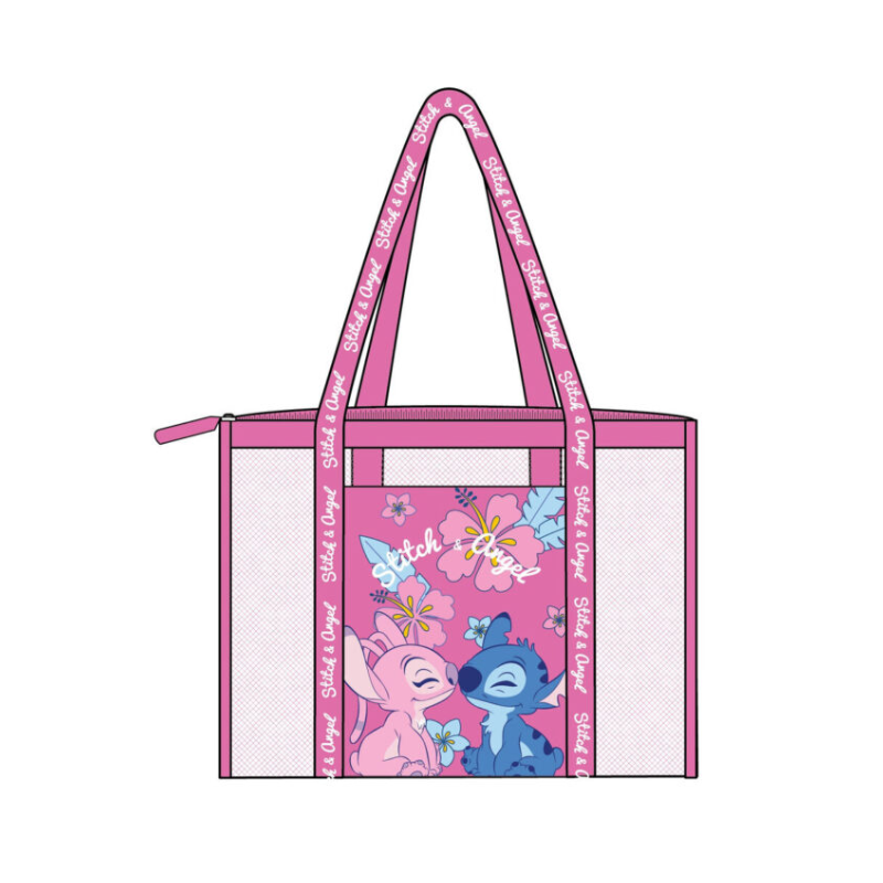 Sac de plage en filet Disney Angel & Stitch