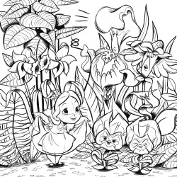 Coloriage Grand carré Adorables Petites Poupées