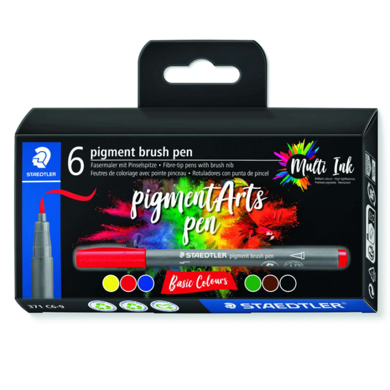 Sets de 6 feutres pigment brush pen 371 Staedtler BASIC