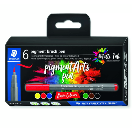 Sets de 6 feutres pigment brush pen 371 Staedtler BASIC