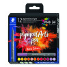 Sets de 12 feutres pigment brush pen Staedtler WARM COLOURS