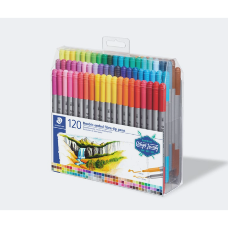 Lot de 120 feutres à eau double pointe Staedtler Couleurs assorties - Design Journey