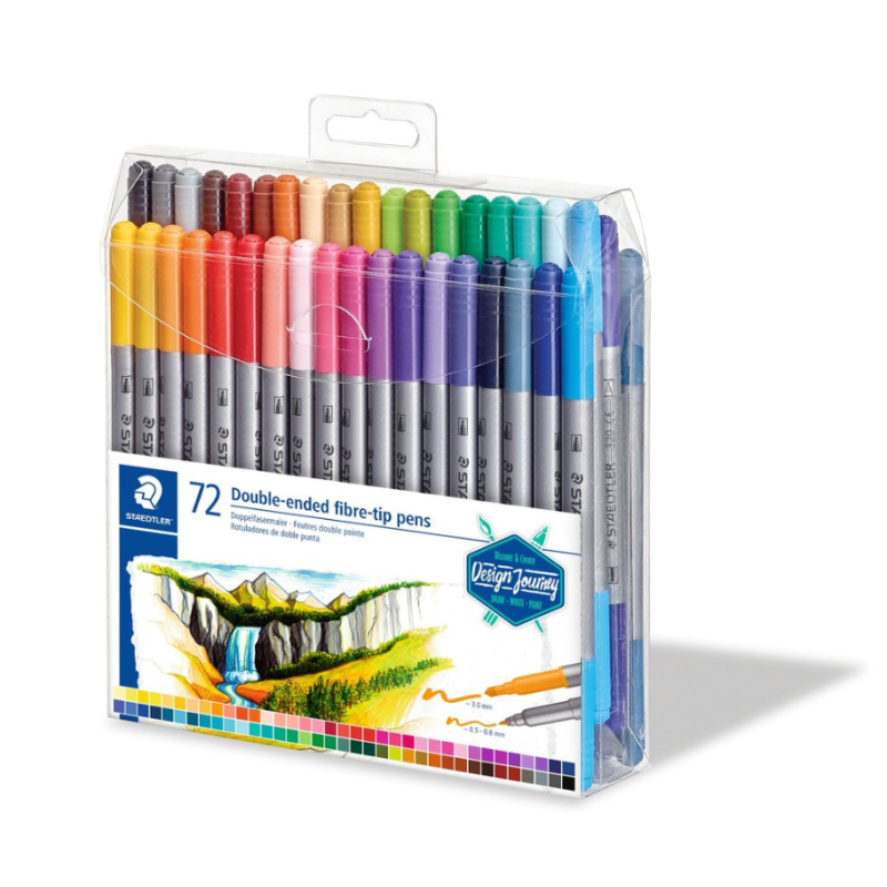 Lot de 36 feutres à eau double pointe Staedtler Couleurs assorties - Design Journey