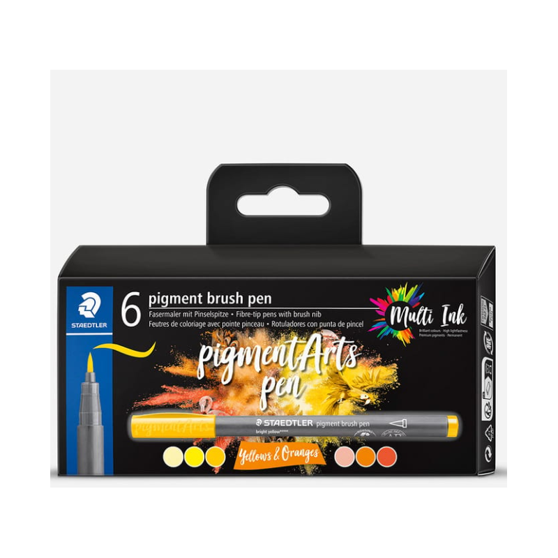 Sets de 6 feutres pigment brush pen 371 Staedtler Yellow & Oranges