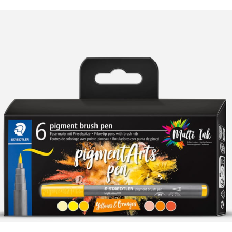 Sets de 6 feutres pigment brush pen 371 Staedtler Yellow & Oranges