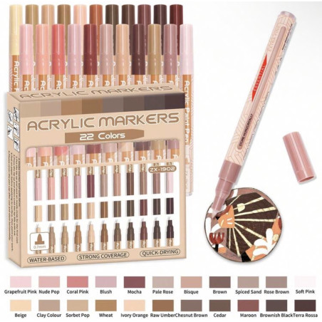 SET DE 22 PACKS ACRYLIQUE POINTE FINE PEAU 07MM