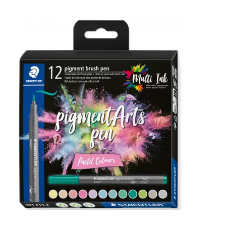 Sets de 12 feutres pigment brush pen Staedtler PASTEL COLOURS