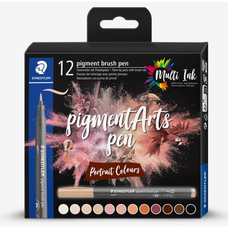 Sets de 12 feutres pigment brush pen Staedtler SKIN PORTRAIT COLOURS