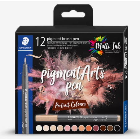 Sets de 12 feutres pigment brush pen Staedtler SKIN PORTRAIT COLOURS
