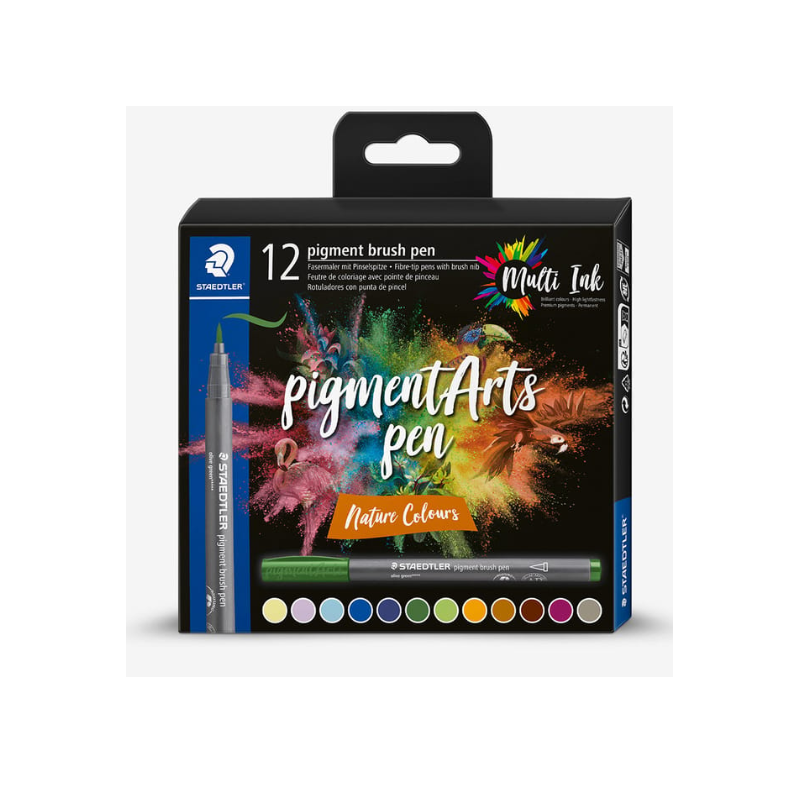 Sets de 12 feutres pigment brush pen Staedtler NATURE COLOURS