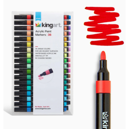 SET DE 36 COULEURS FEUTRE ACRYLIQUE POINTE NORMAL KINGART