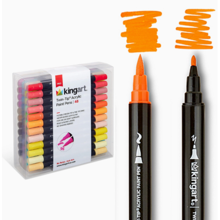 PACK DE 48 COULEURS FEUTRES ACRYLIQUE DOUBLE POINTE KINGART