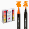 PACK DE 48 COULEURS FEUTRES ACRYLIQUE DOUBLE POINTE KINGART