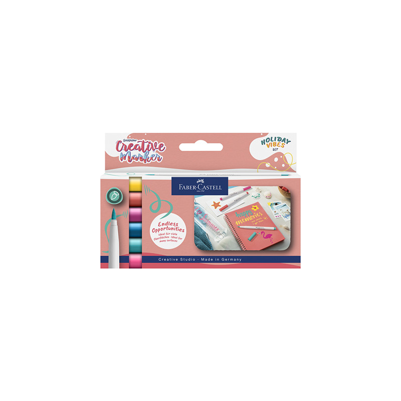 PACK DE 6 FEUTRES POINTE BRUSH FABER-CASTELL CREATIVE MARKER HOLIDAY VIBES