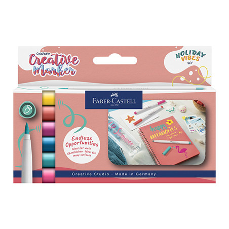 PACK DE 6 FEUTRES POINTE BRUSH FABER-CASTELL CREATIVE MARKER HOLIDAY VIBES