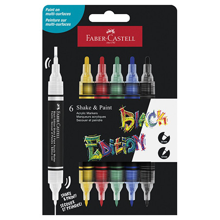PACK DE FEUTRES ACRYLIQUE DOUBLE POINTE FABER-CASTELL METALLIC