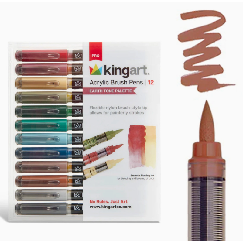PACK FEUTRE ACRYLIQUE POINTE BRUSH EARTH TONES KINGART