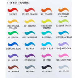 SET PACK FEUTRE ACRYLIQUE POINTE BRUSH 24 couleurs classiques KINGART