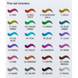 SET PACK FEUTRE ACRYLIQUE POINTE BRUSH 24 couleurs METALLIC KINGART