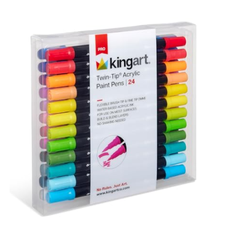 PACK DE 24 COULEURS FEUTRES ACRYLIQUE DOUBLE POINTES KINGART