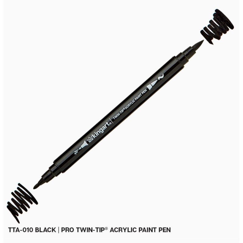 FEUTRE ACRYLIQUE DOUBLE POINTE NOIR KINGART TTA-010