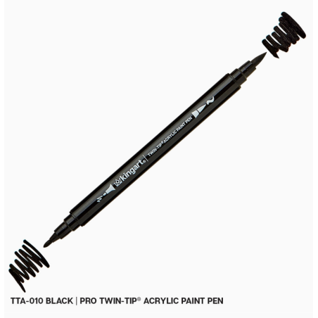 FEUTRE ACRYLIQUE DOUBLE POINTE NOIR KINGART TTA-010
