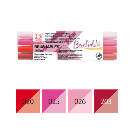 PACK DE 4 FEUTRES BRUSH A EAU ROUGE  ZIG