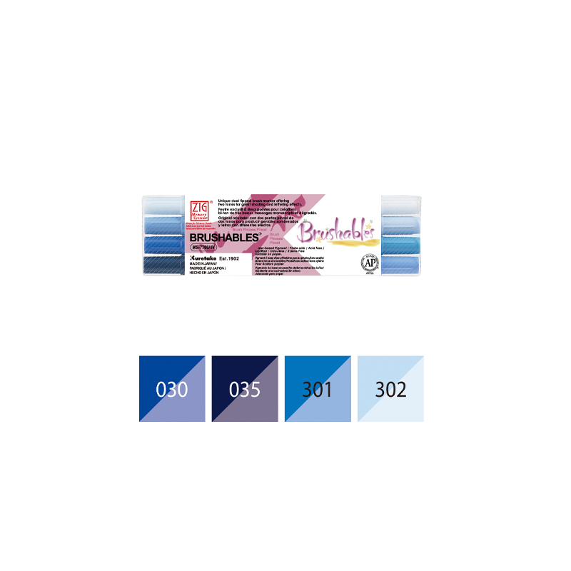 PACK DE 4 FEUTRES BRUSH A EAU BLEU ZIG