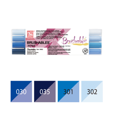 PACK DE 4 FEUTRES BRUSH A EAU BLEU ZIG