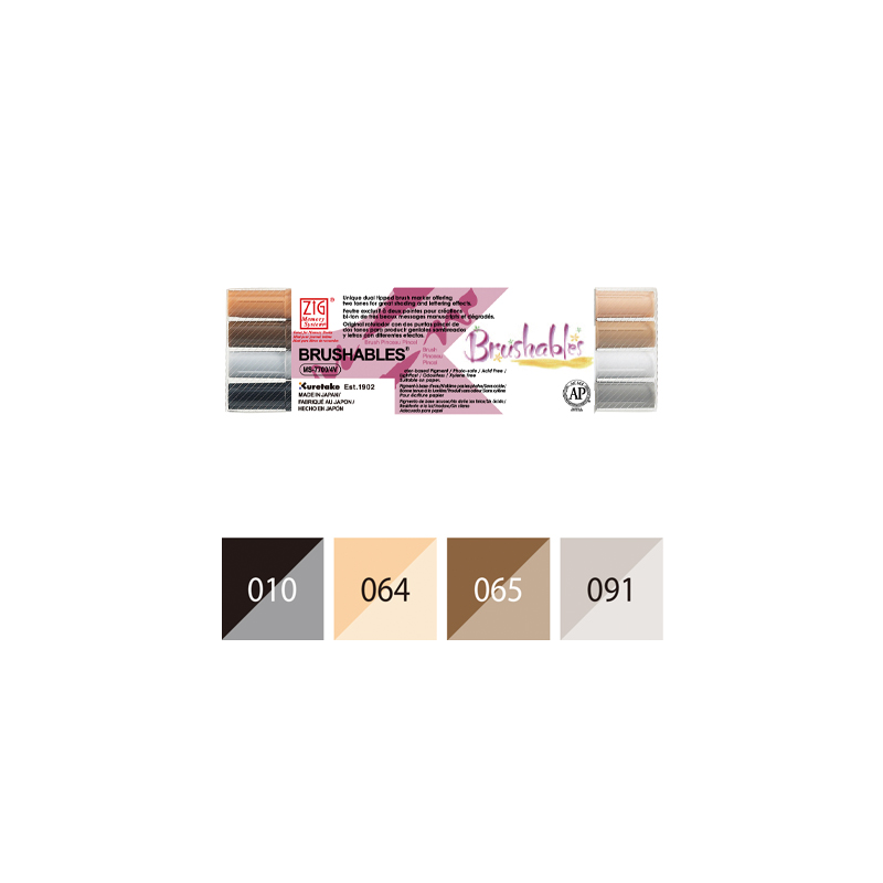 PACK DE 4 FEUTRES BRUSH A EAU MARRON GRIS ZIG