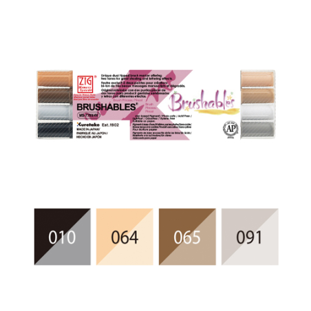 PACK DE 4 FEUTRES BRUSH A EAU MARRON GRIS ZIG