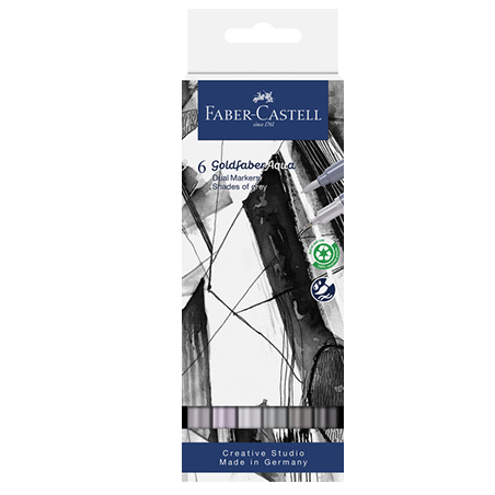 PACK  6 FEUTRE DOUBLE POINTE A EAU FABER-CASTELL SHADES OF GREY