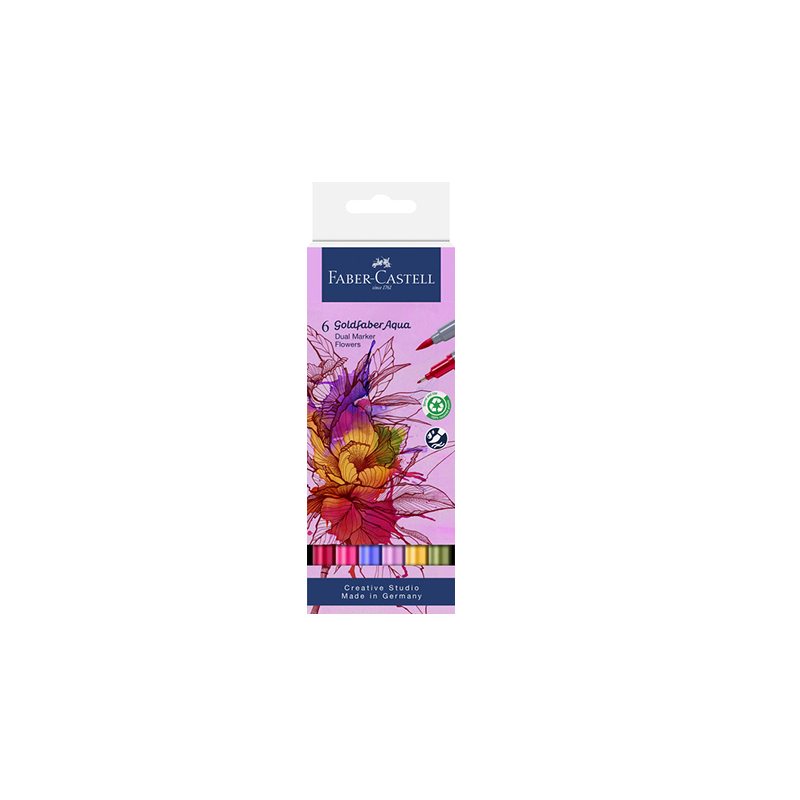 PACK  6 FEUTRE DOUBLE POINTE A EAU FABER-CASTELL FLOWERS
