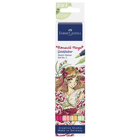 PACK  4 FEUTRE DOUBLE POINTE A EAU FABER-CASTELL ROMANTIC MANGA