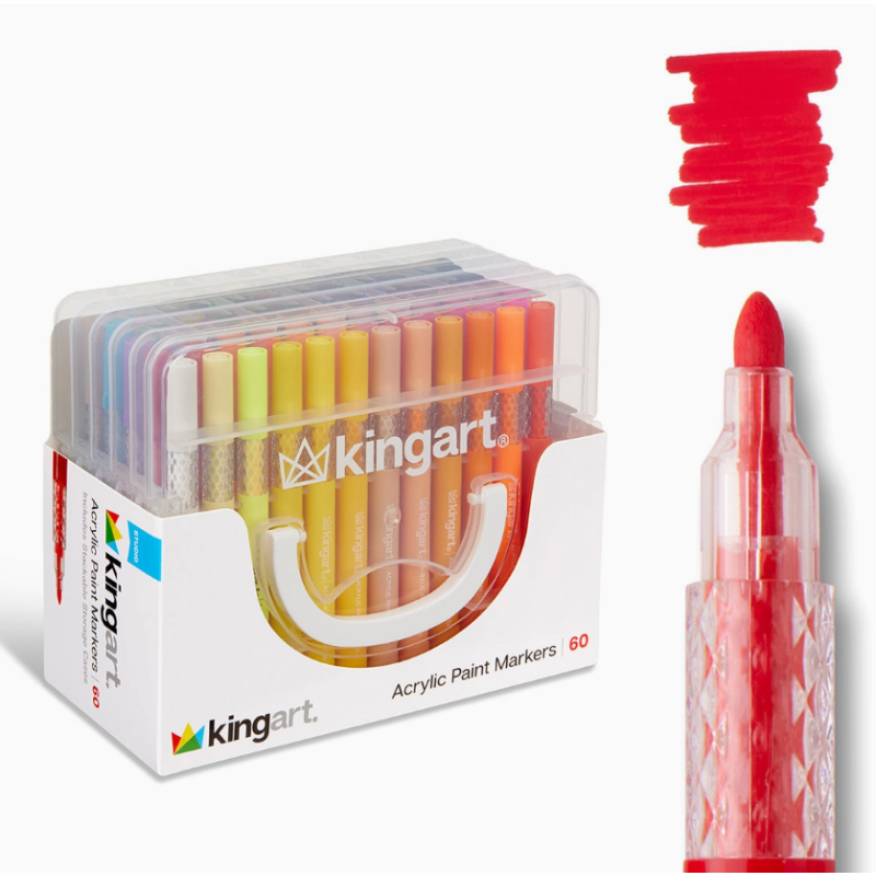 SET DE 60 FEUTRES ACRYLIQUE KINGART POINTE 2MM