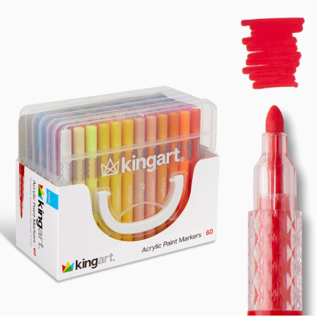 SET DE 60 FEUTRES ACRYLIQUE KINGART POINTE 2MM